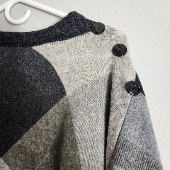 Eddie Bauer Vintage Womens Patchwork Wool Cashmere Sweater Poncho-OSFM - Picture 4 of 6